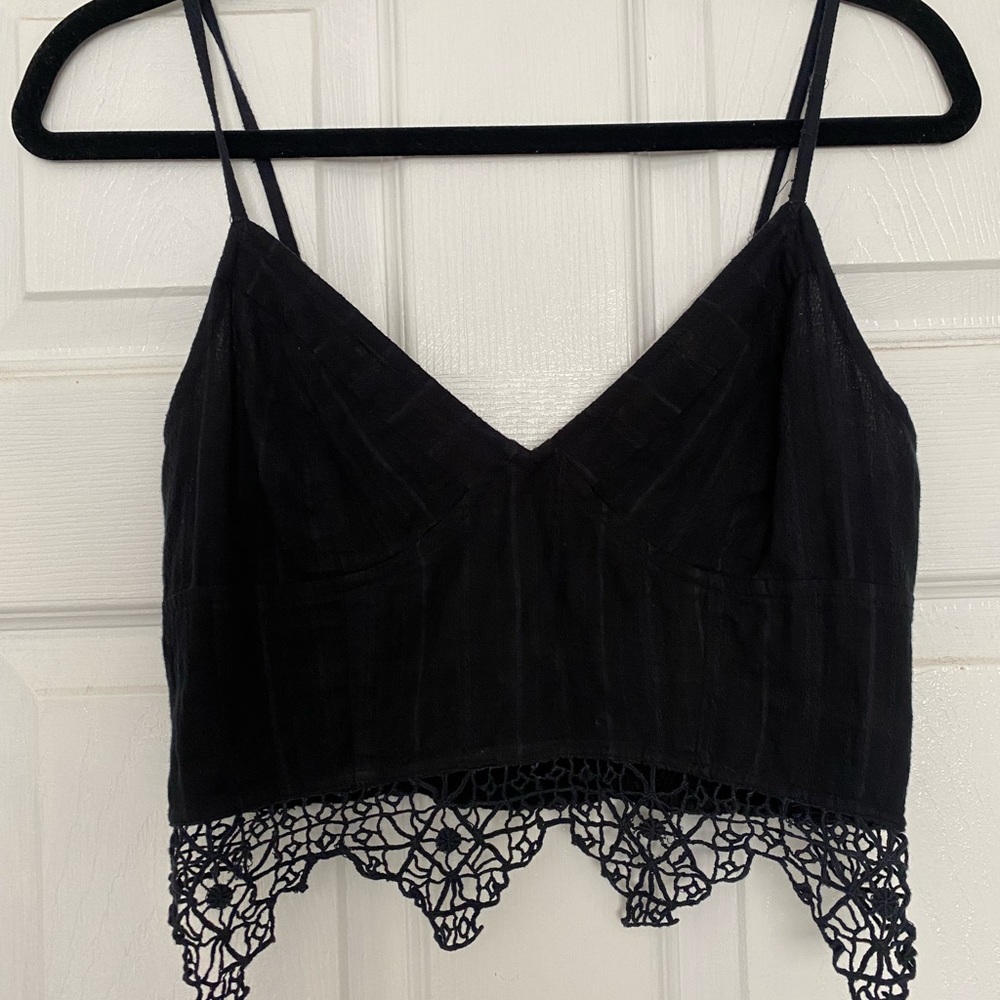 Free People Black Lace Tank Top (Size M/Fits like S)